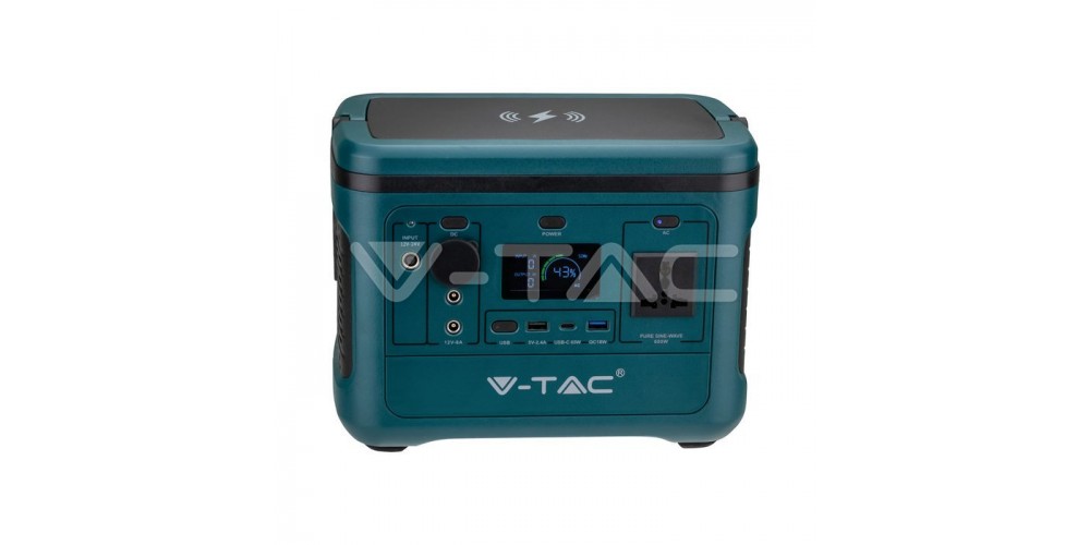 Statie de stocare portabila V-TAC 500W cu port USB si USB-C si Incarcare wireless